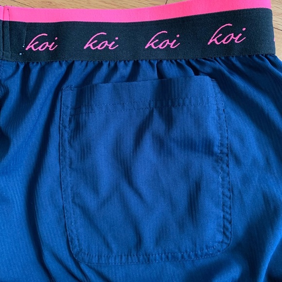 Koi Lite Slim Fit Style #720 Scrub Pants ~ Blue with Pink/Black Band 3X - Picture 10 of 12